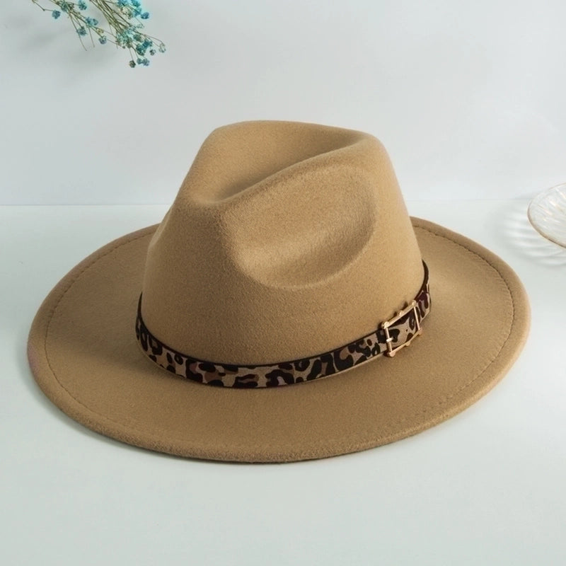Unisex Elegant  Solid Color Big Eaves Flat Eaves Fedora Hat