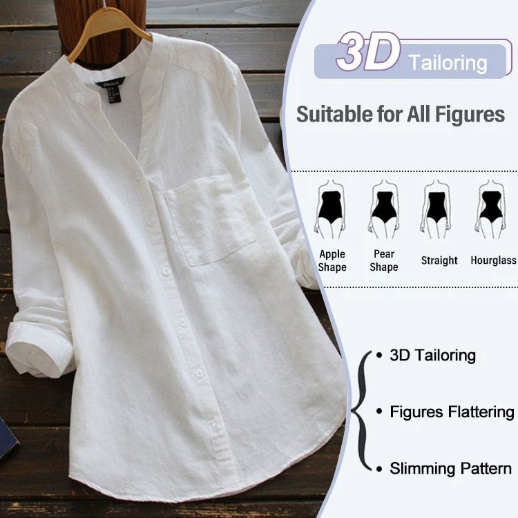 Linen Cotton Casual Loose Shirt-Buy 3 Free Shipping and Get 8% OFF