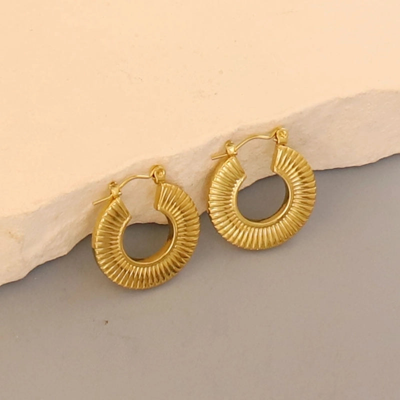 1 Pair Minimalist Pentagram Round Solid Color Plating 304 Stainless Steel 18K Gold Plated Earrings