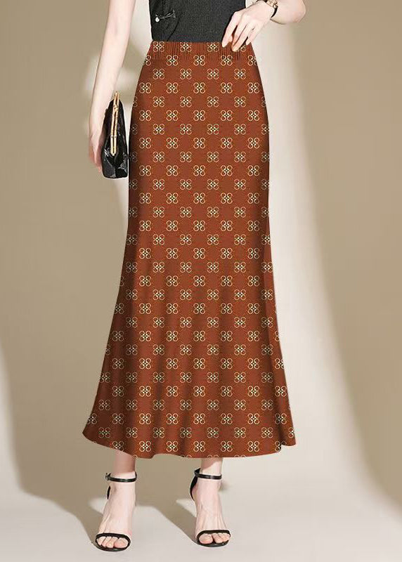 New Print Side Open Elastic Waist Cotton Skirt Summer