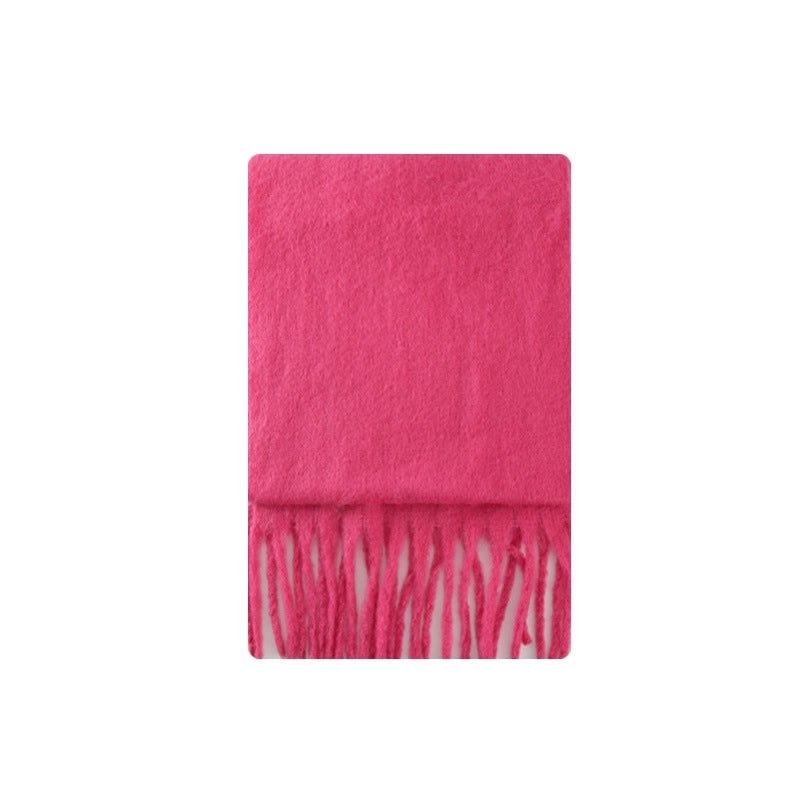 320G 20-Color Thickened Cashmere-like Solid Color Tassel Scarf Women's Winter Atmosphere Scarf Plus Size Soft Shawl