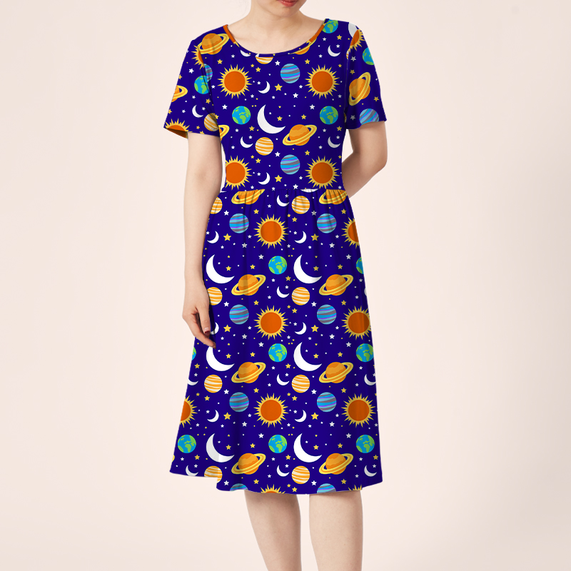 Travel Into Space With Me Teacher Printed One Piece Dress