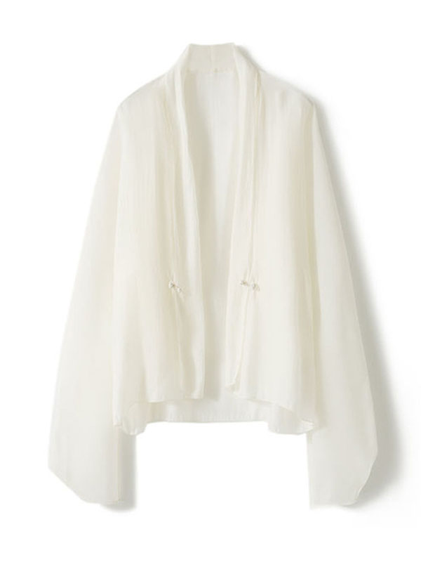 High-Low Long Sleeves Solid Color Collarless Outerwear