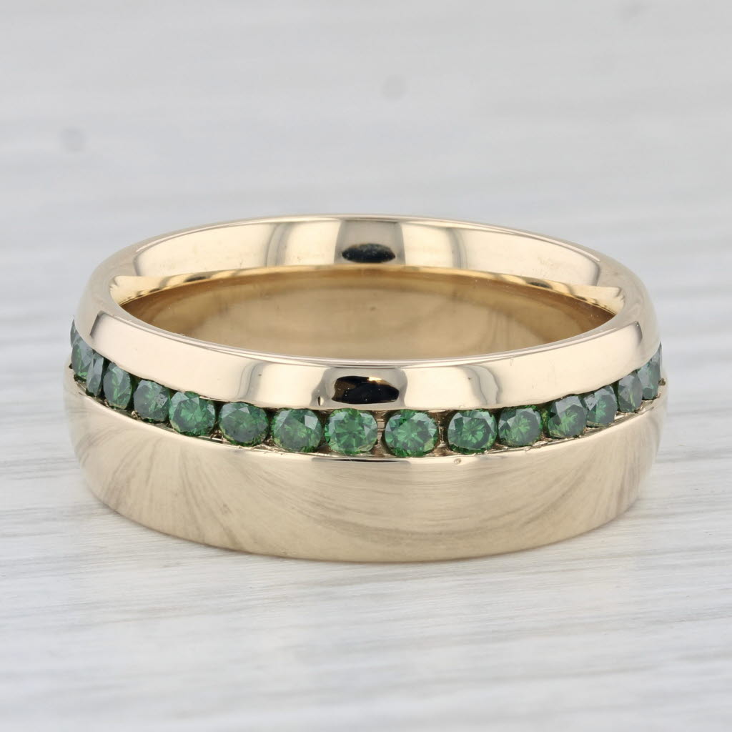 1ctw Green Diamond Ring 14k Yellow Gold Size 9 Wedding Band