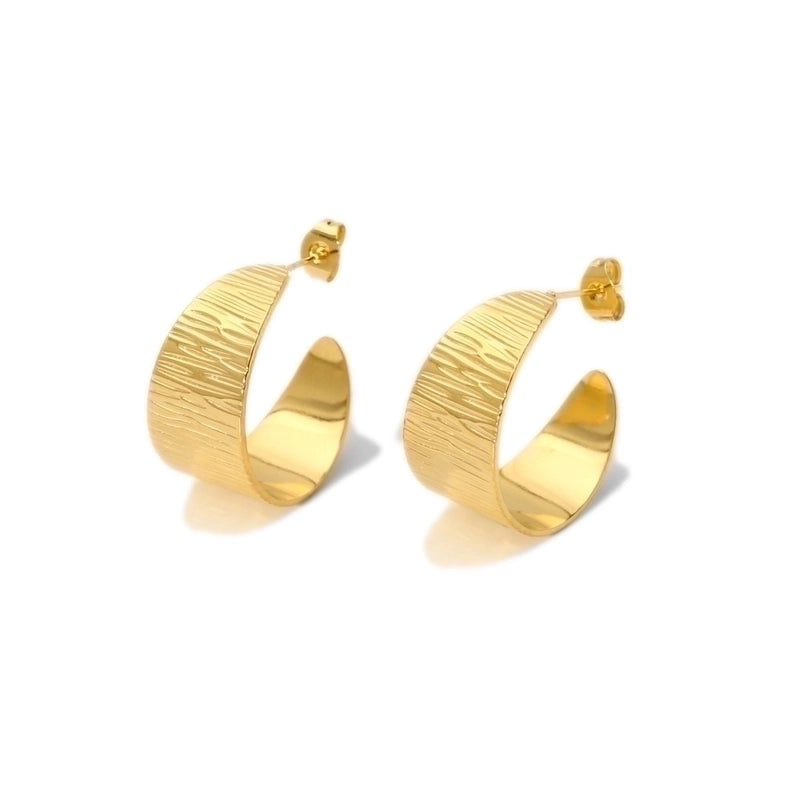 1 Pair Modern Style C Shape Plating 304 Stainless Steel 18K Gold Plated Ear Studs