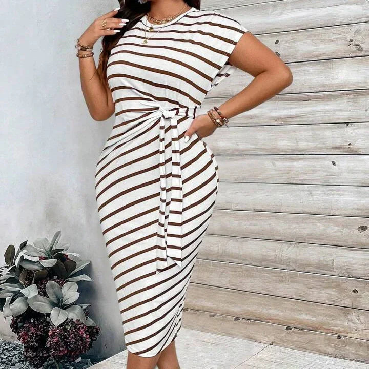 💃Women's Striped Tie Waist Dress