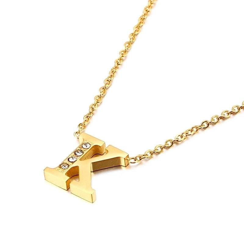 Letter Titanium Steel 18K Gold Plated Necklace