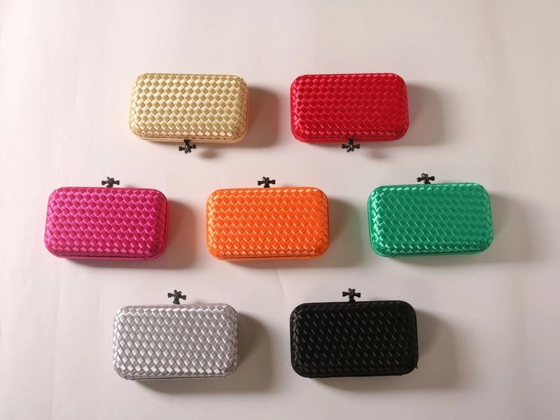 Red Rose Red Green Polyester Solid Color Lingge Square Clutches