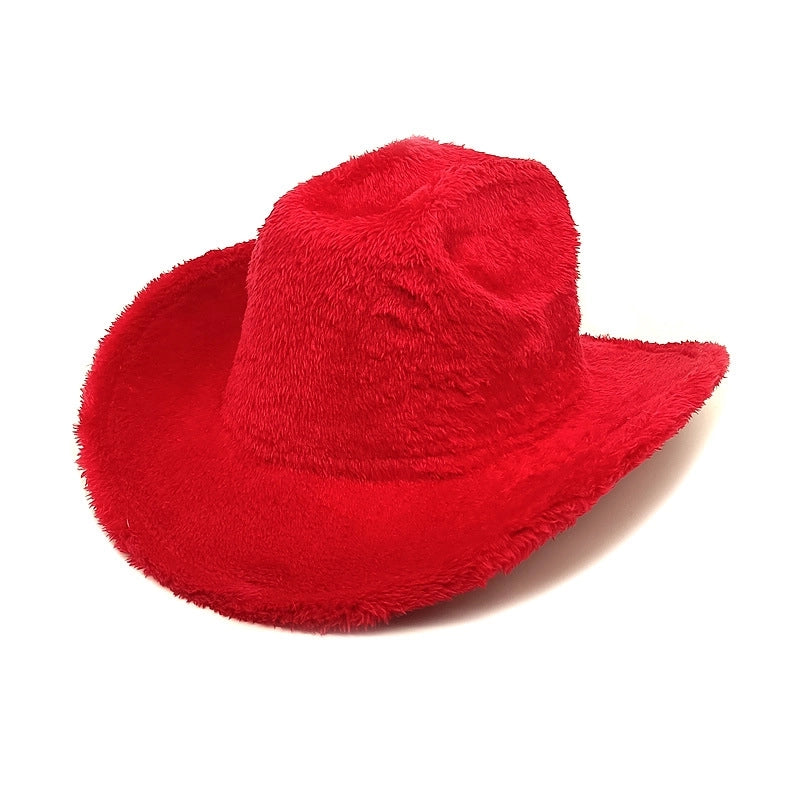 Unisex Cowboy Style Minimalist Solid Color Wide Eaves Fedora Hat