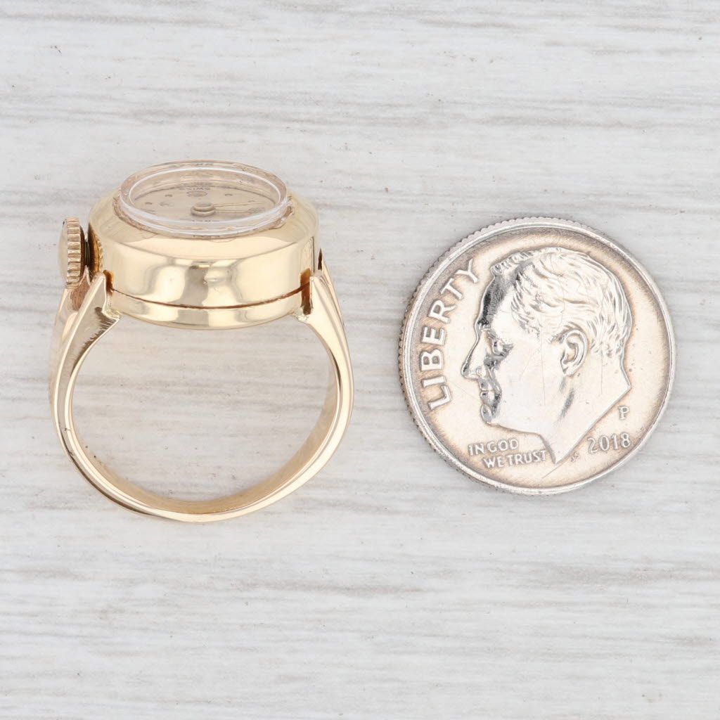 Vintage Ebel Ladies Watch Ring 14k Gold Size 8 Mechanical Serviced Warranty