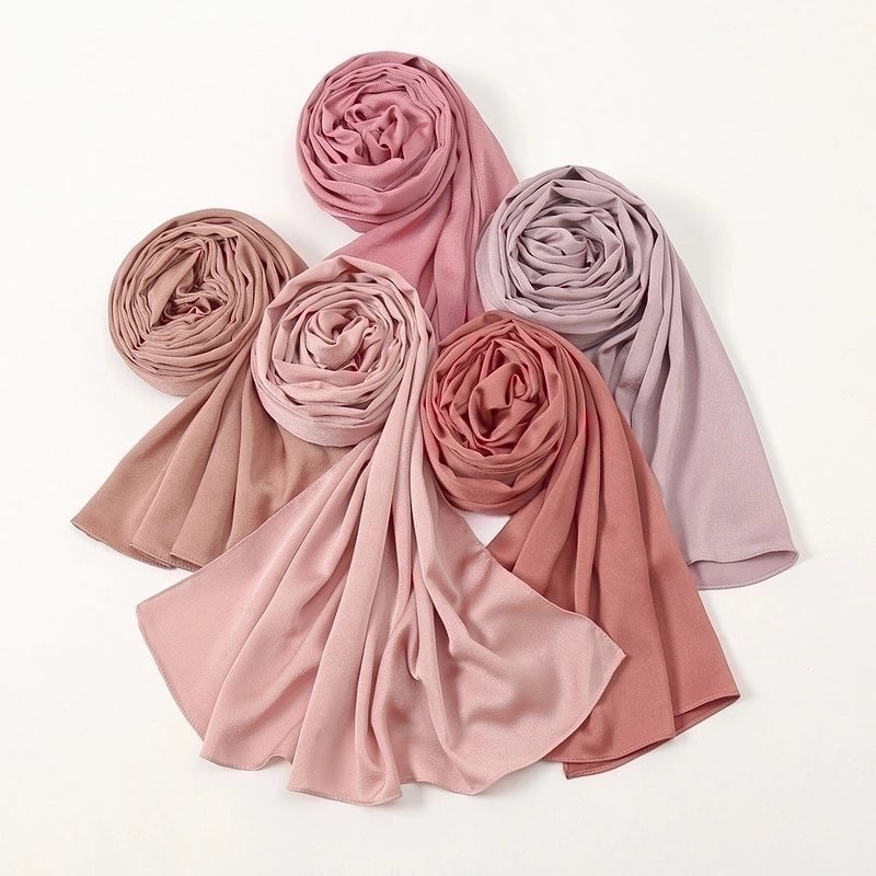 Women's Fashion Solid Color Satin Patchwork Cotton Linen Scarves
