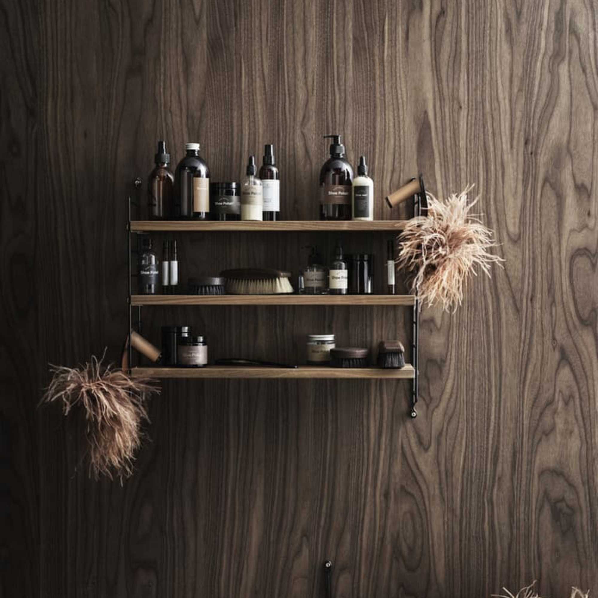 String Pocket Shelf. Walnut/Black