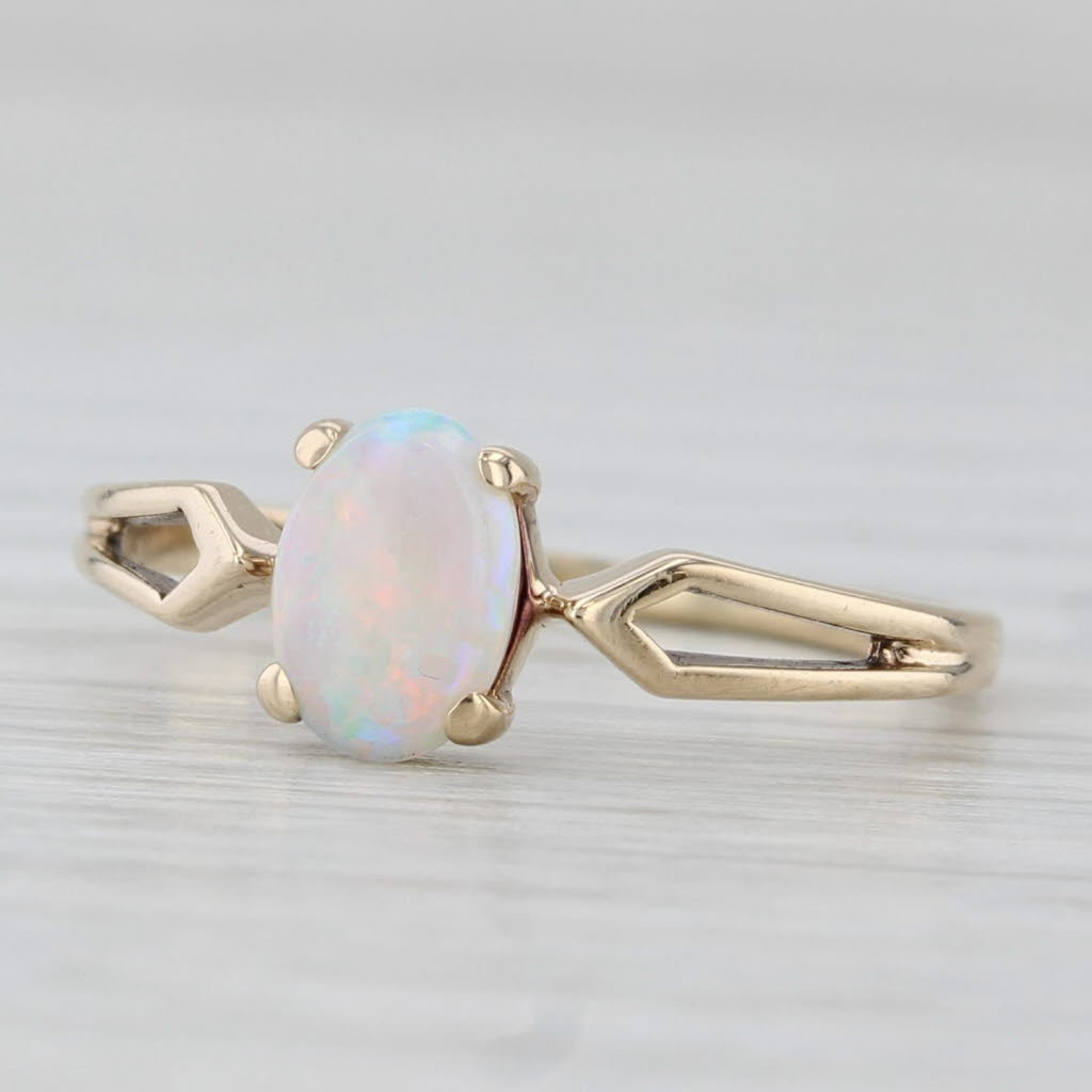 Opal Cabochon Solitaire Ring 10k Yellow Gold Size 5.75