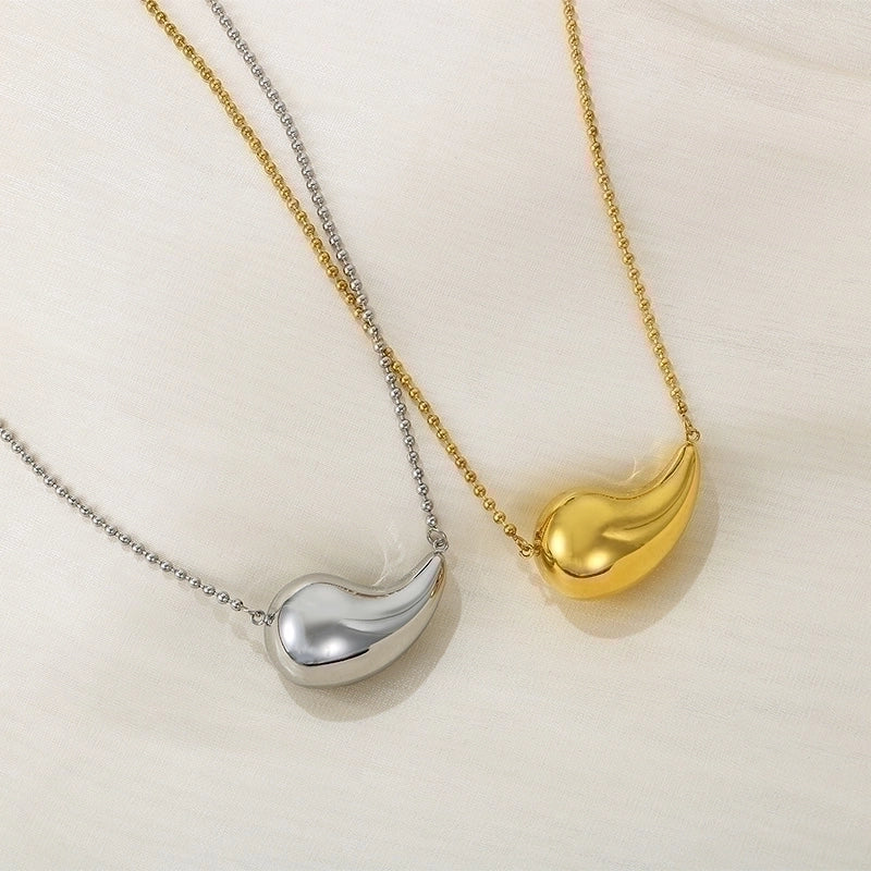 Minimalist Commute Water Droplets Solid Color Stainless Steel 18K Gold Plated Plating Chain Necklace