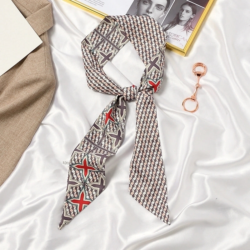 Women's Lady Geometric Satin Silk Scarf