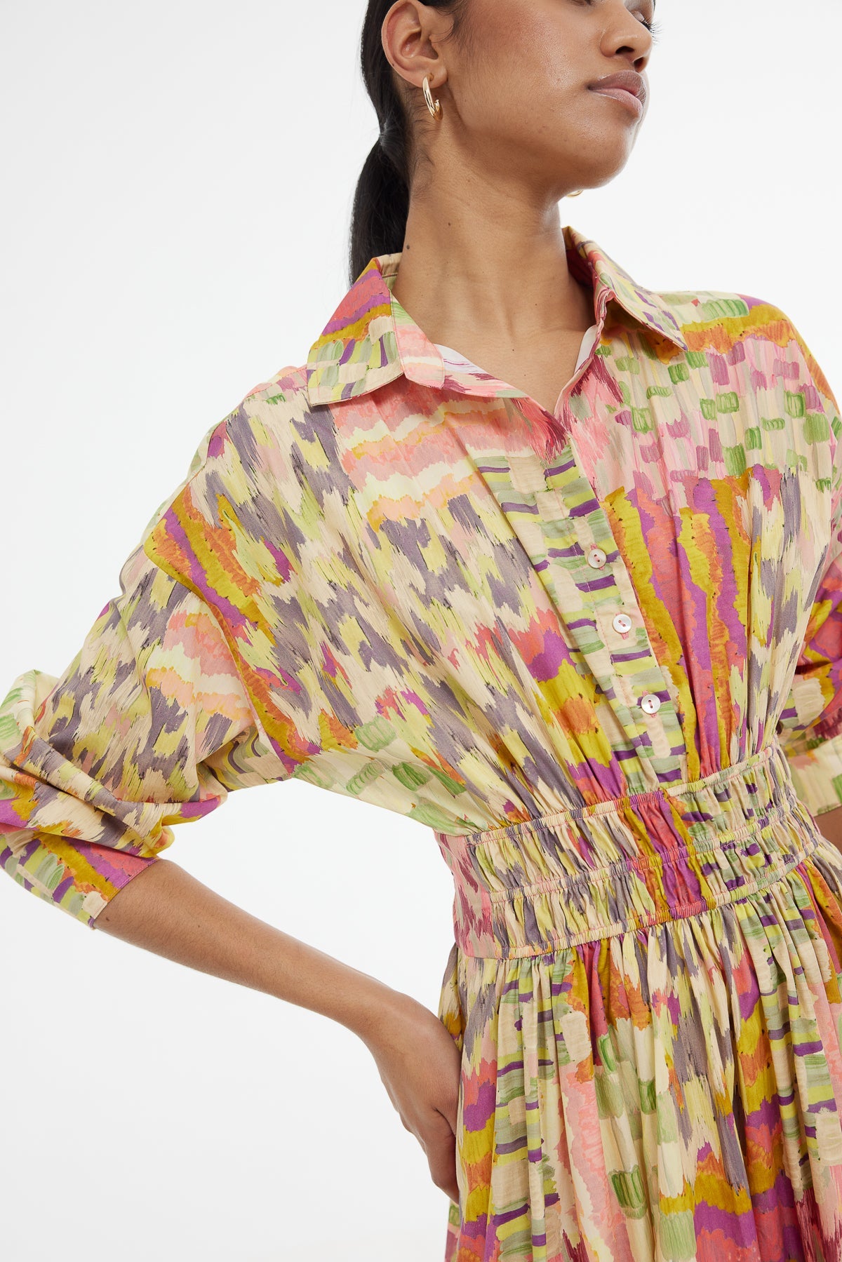 Kinney Emma Shirt Dress Painterly Patchwork