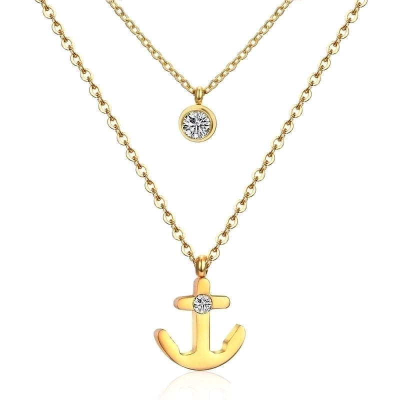 Modern Style Cross Four Leaf Clover Flower Stainless Steel Rhinestones Layered Necklaces
