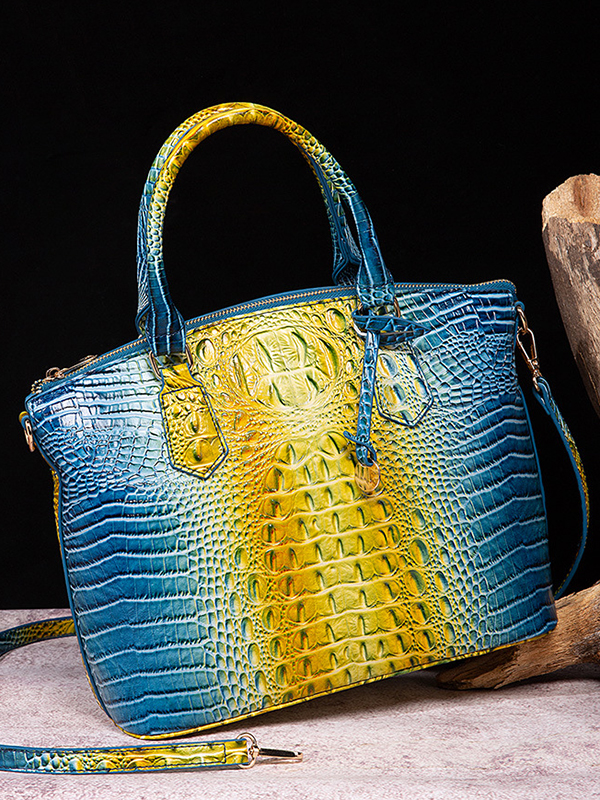 Alligator Print Pleated Split-Joint Bags Handbags