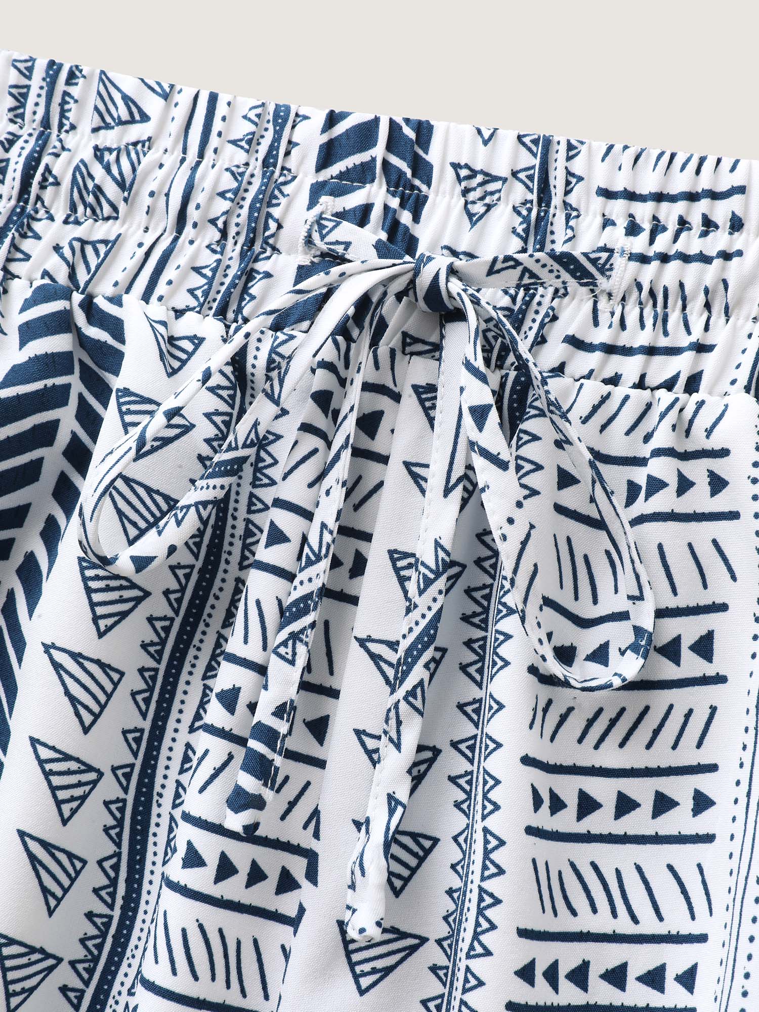 Boho Stripe Drawstring Straight-Leg Shorts