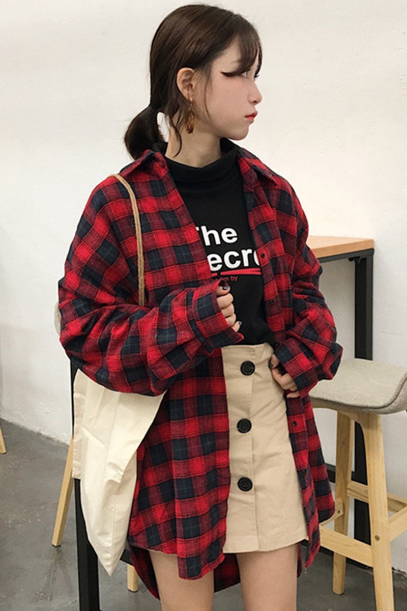 Oversized Flannel Plaid Shirt