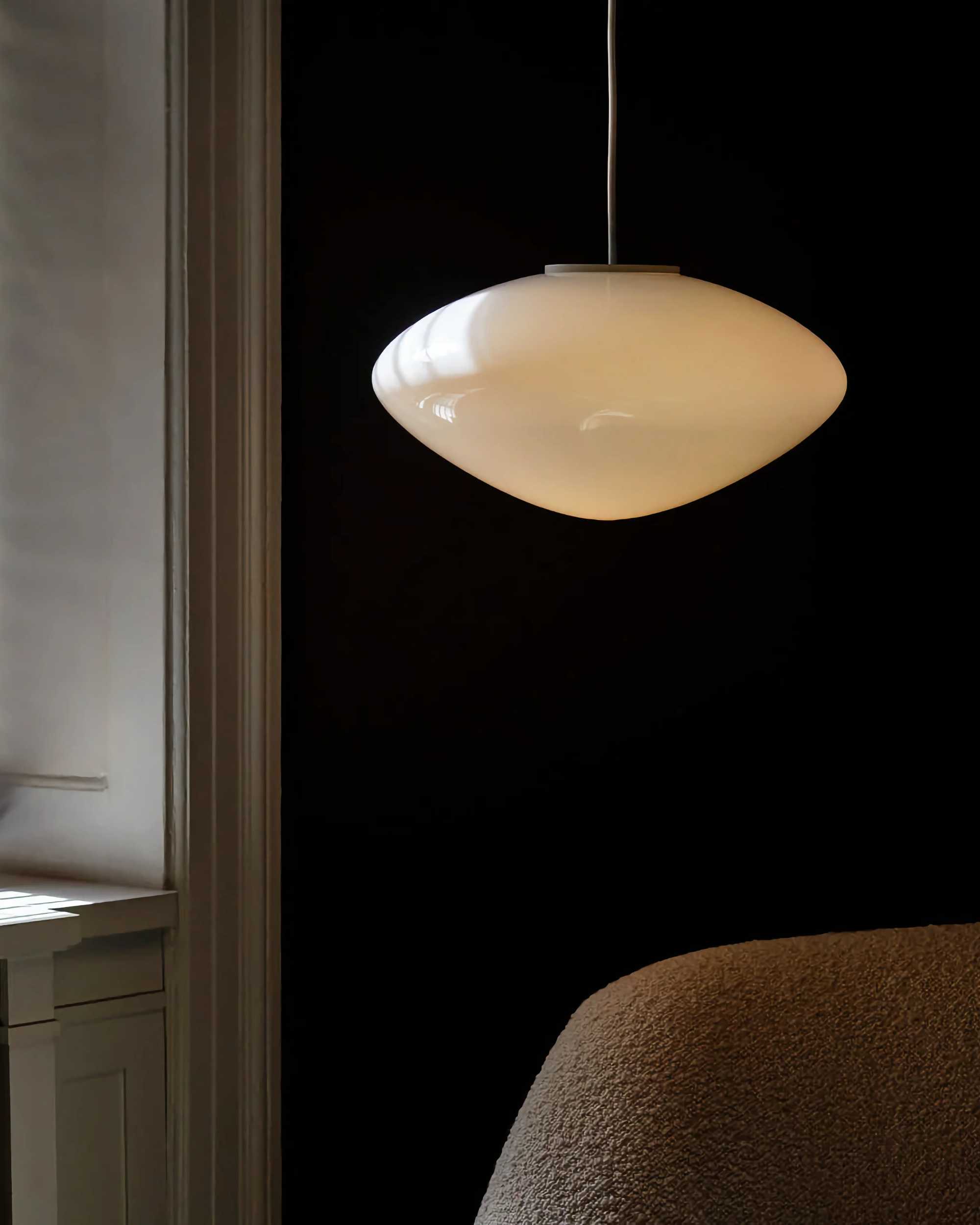 refurbished | &Tradition AP16 Mist Pendant Lamp. Matt White/Opal Glass