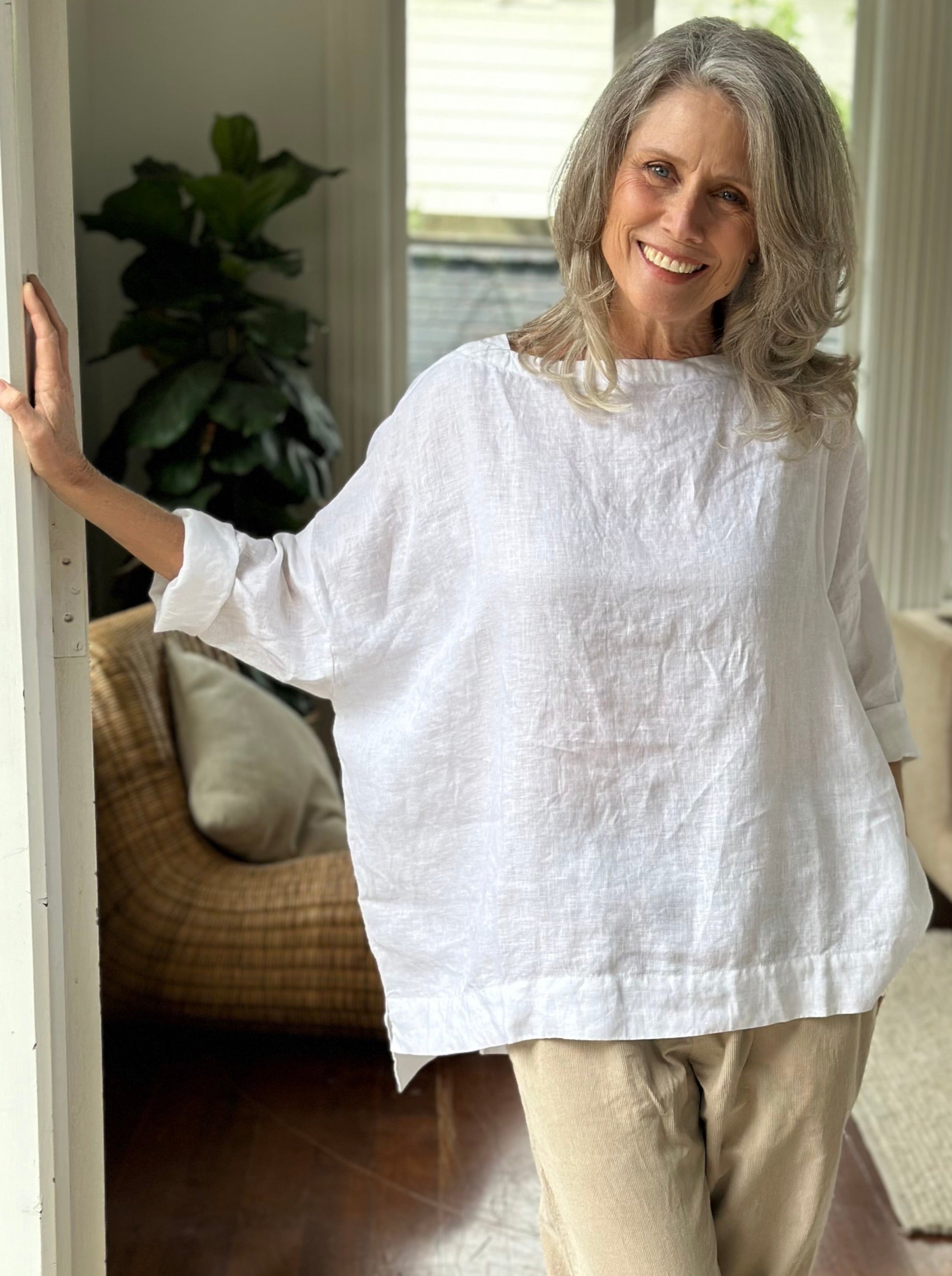 avril top - white linen