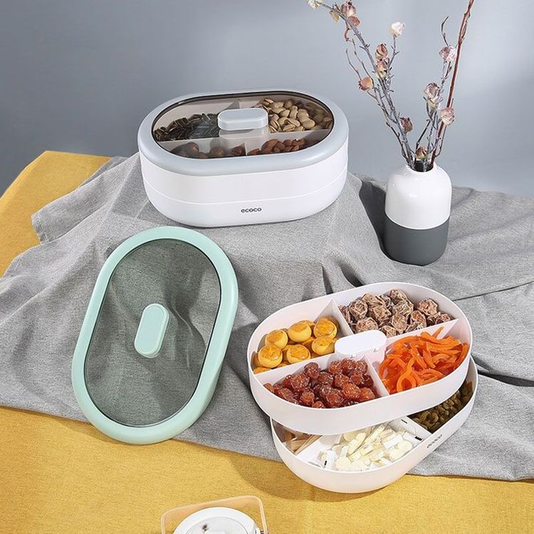 Dust-Proof Dry Fruit Tray. Candy Snack Box With Rotary Phone Holder