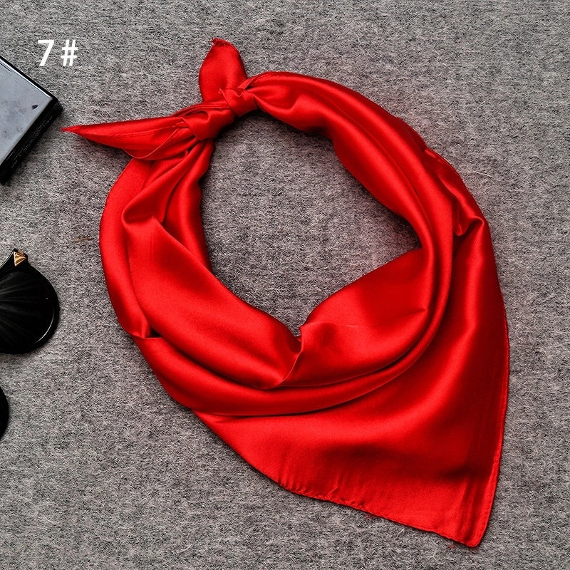 Women's Minimalist Solid Color Satin Printing Silk Scarf