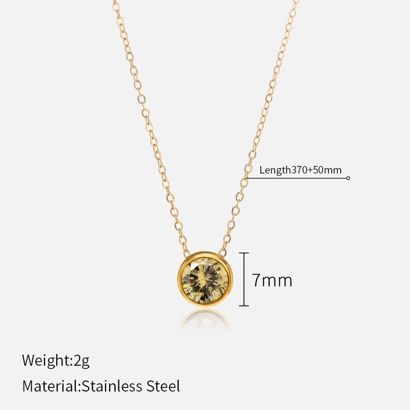 Minimalist Round 304 Stainless Steel Rhinestones Plating Stainless Steel Necklaces