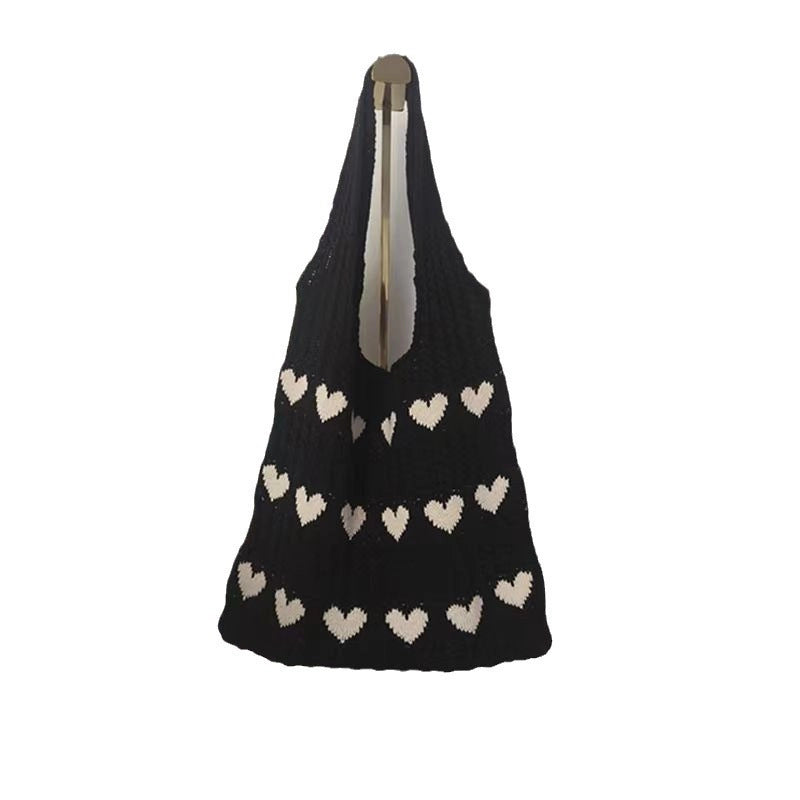 Women's Large Polyester Heart Shape Basic Square Open Tote Bag