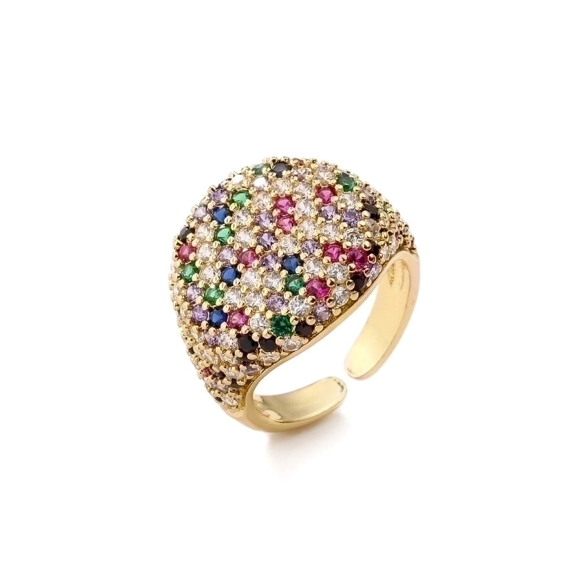 Copper Plating Geometric Zircon Copper Rings