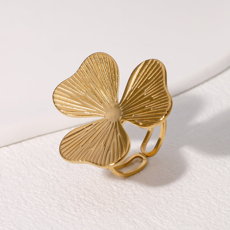 Versatile Petal Ring Open Simple Fashion Small Fresh Stainless Steel Ring For Women
