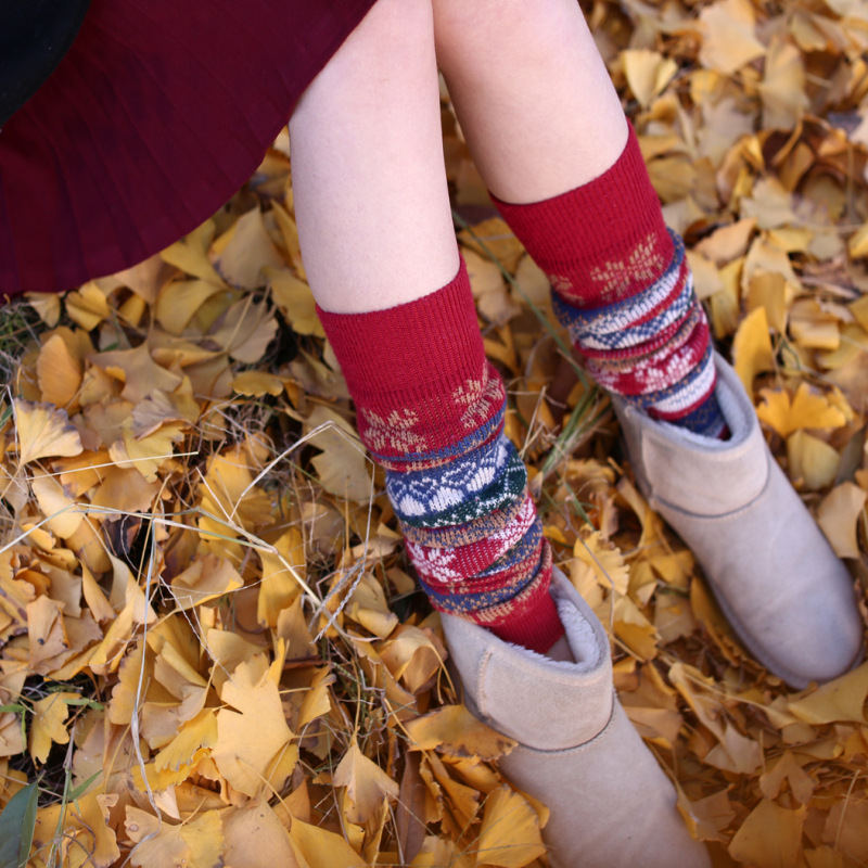 Ethnic Style Over-The-Knee Wool Stockings