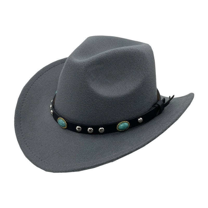 Men's And Women's Felt Top Hat Curling Emerald Sun Hat Cowboy Hat Sun Protection Fashion Hat