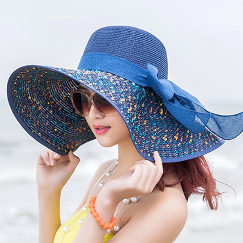 Women's Basic Vacation Pastoral Solid Color Bowknot Big Eaves Sun Hat