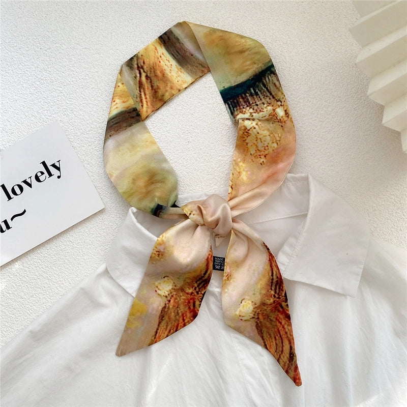 Women's Sweet Oil Painting Polyester Silk Scarves