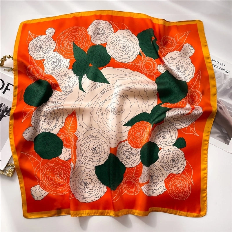 Women's Elegant Minimalist Color Block Polyester Printing Silk Scarf
