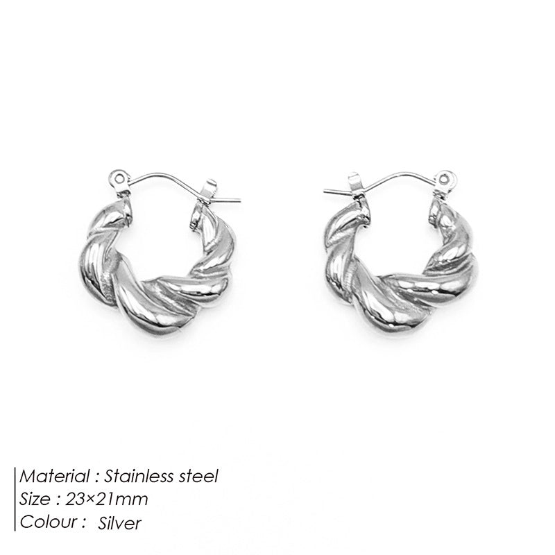 1 Pair Minimalist Geometric Plating Stainless Steel 18K Gold Plated Hoop Earrings