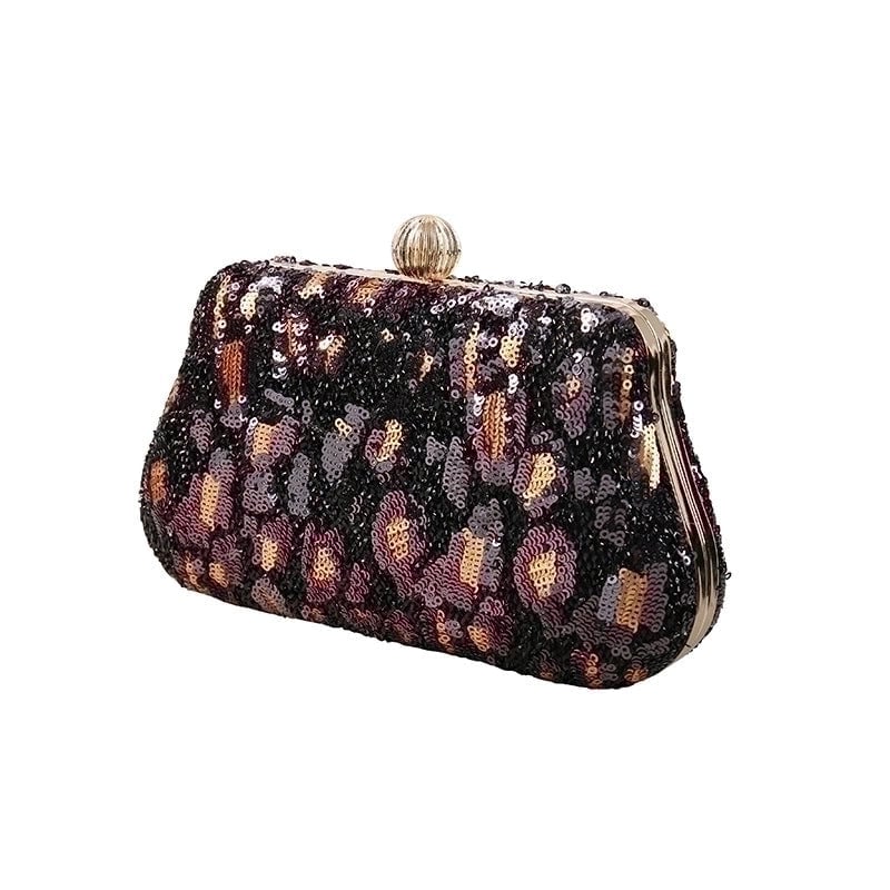 Red Black Gold Cloth Leopard Sequins Square Evening Bags