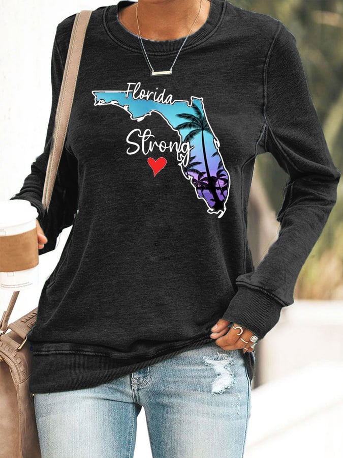 Women's Florida  Strong Mitton Hurricane Print Casuasl Sweatshirt