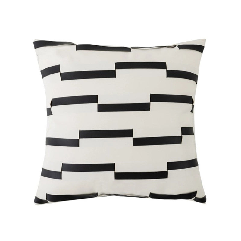 Classic Style Geometric Lattice Solid Color Pu Leather Pillow Cases Couch & Sofa Decor