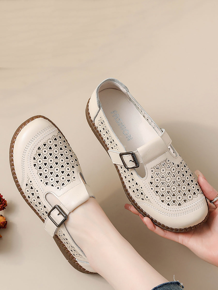 Women Summer Casual Genuine Leather Flat Sandals