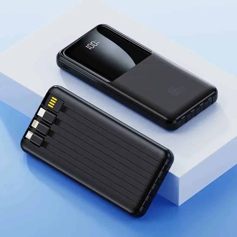 100000mAh 66W Power Bank Super Fast Charging Powerbank Portable Mobile Power with 4 Wire for IPhone 16 Samsung HUAWEI and Xiaomi