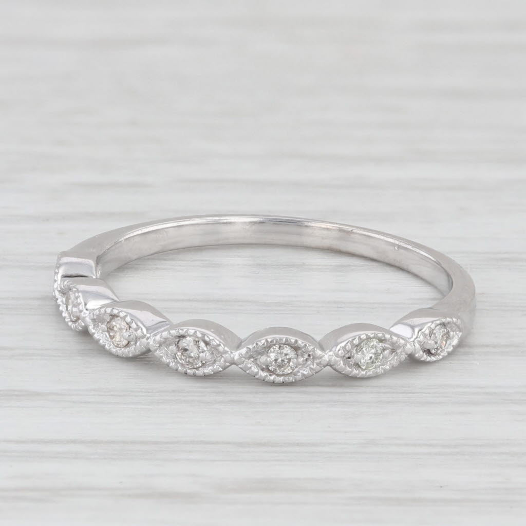 0.10ctw Diamond Wedding Band 10k White Gold Stackable Ring Size 6.5