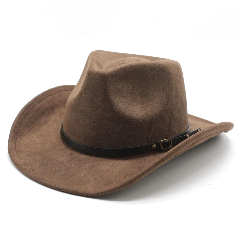 New Western Cowboy Hat Brown Jazz Hat Men And Women Ethnic Style Autumn And Winter Felt Hat Big Brim Hat