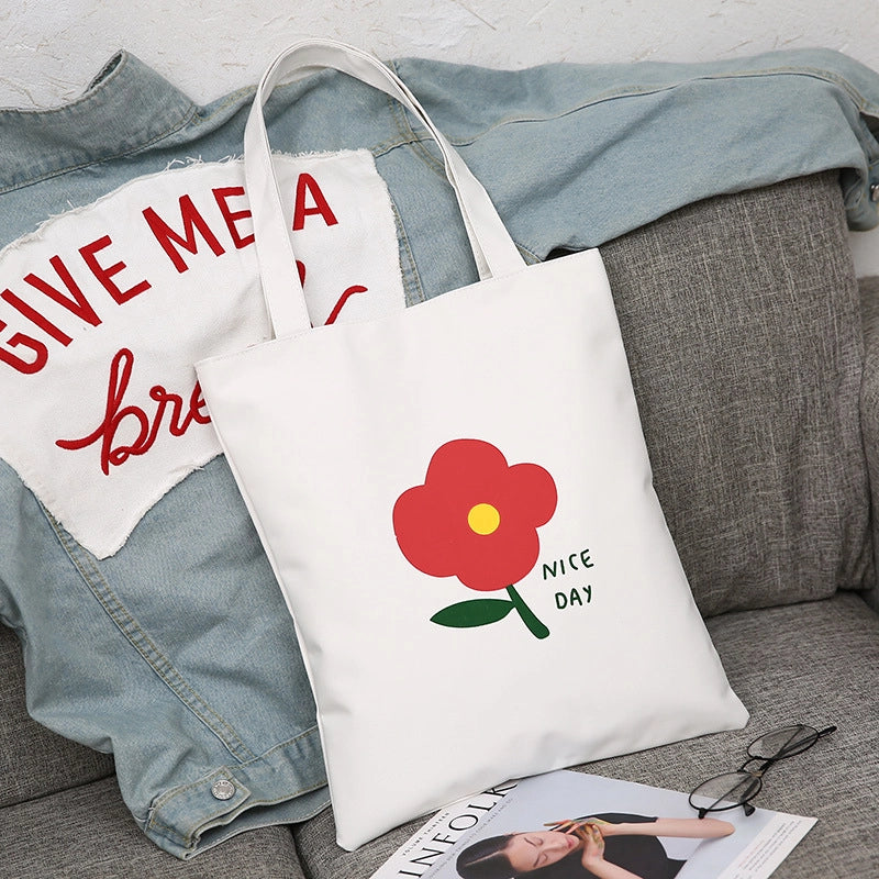 Women's Nylon Cherry Fruit Flower Cute Sewing Thread Square Zipper Tote Bag