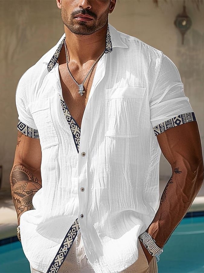 Men's Casual Hawaiian Cashew Floral Linen Shirt