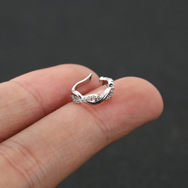 1 Piece IG Style Minimalist U Shape Star Inlay Copper Zircon Ear Cuffs