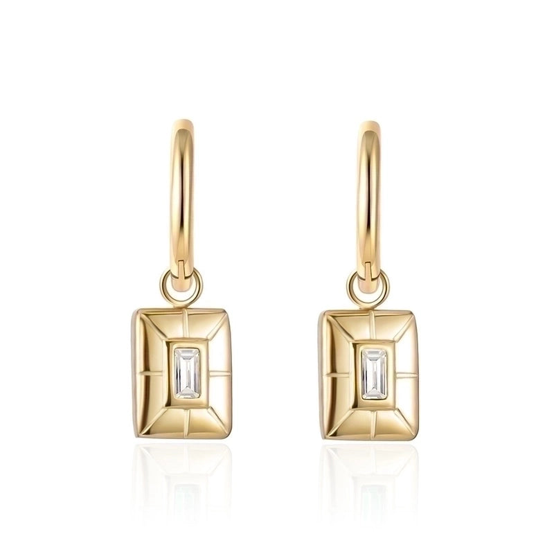 1 Pair Casual Oval Heart Shape Rectangle Enamel Plating Inlay 304 Stainless Steel Zircon Drop Earrings