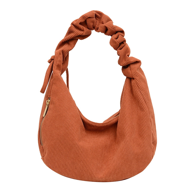 Women's Solid Color Streetwear Dumpling Shape Zipper Shoulder Bag Underarm Bag
